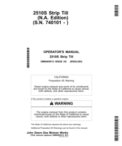 John Deere 2510S Strip Till Applicator Operator's Manual (OMN405513)