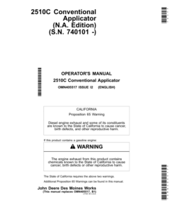 John Deere 2510C Conventional Applicator Operator's Manual (OMN405517)