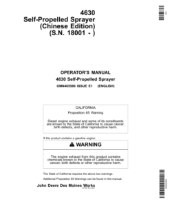 John Deere 4630 Self-Propelled Sprayers Chinese Edition (018001-023000) Operator's Manual (OMN405586)