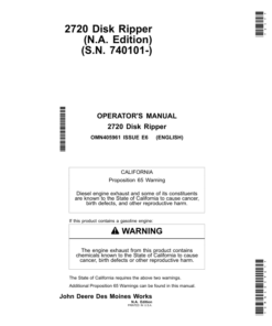 John Deere 2720 Disk Rippers (North American) Operator's Manual (OMN405961)