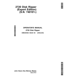 John Deere 2720 Disk Rippers (Export Edition) Operator's Manual (OMN405963)