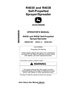 John Deere R4030 & R4038 Self-Propelled Sprayer/Spreader Export Edition (001001-006000) Operator's Manual (OMN407264)