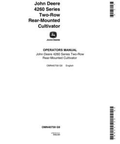 John Deere JD 4260 Series Two-Row Cultivator Operator's Manual (OMN40759)