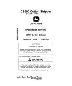 John Deere CS690 Cotton Strippers North America (055001-060000) Operator's Manual (OMN408979)