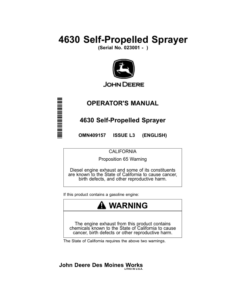 John Deere 4630 Self-Propelled Sprayers North America (023001-028000) Operator's Manual (OMN409157)