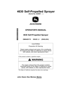John Deere 4630 Self-Propelled Sprayers Export Edition (023001-028000) Operator's Manual (OMN409170)