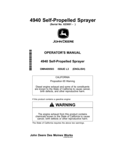 John Deere 4940 Self-Propelled Sprayer (023001-) Operator's Manual (OMN409503)