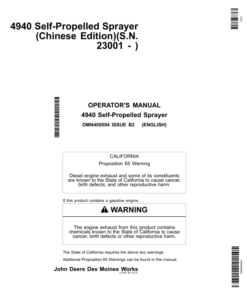 John Deere 4940 Self-Propelled Sprayer (023001-) Operator's Manual (OMN409594)