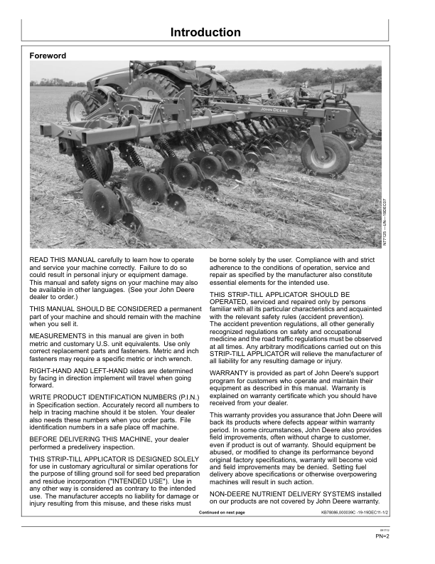 John Deere 2510H High-Speed Applicators (Low-Disturbance) North America (745101-760100) Operator's Manual (OMN410369) - Image 2