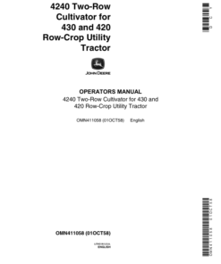 John Deere 4240 Two-Row Cultivator Operator's Manual (OMN411058)