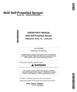 John Deere 4630 Self-Propelled Sprayer South American Edition (000001-004999) Operator's Manual (OMN4630SA)