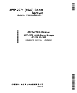 John Deere 4630 Self-Propelled Boom Sprayers (3WP-2271) China Edition (023001-) Operator's Manual (OMN4630YH)
