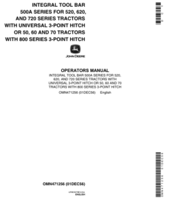 John Deere Integral Toolbar 500A Series Operator's Manual (OMN471256)