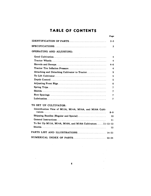 John Deere M10A Series Tractor Cultivator for Model 'M' Tractor Operator's Manual (OMN51149) - Image 2