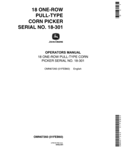 John Deere 18 Pull-Type Corn Picker Operator's Manual (OMN67260)