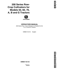 John Deere 200 Series Row-Crop Cultivators Operator's Manual (OMN81154)
