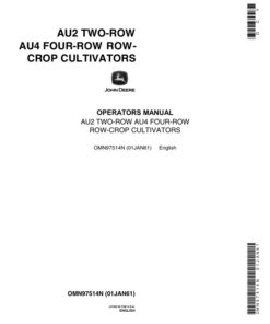 John Deere AU2, AU4 Row-Crop Cultivators Operator's Manual (OMN97514N)