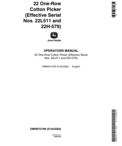 John Deere 22 One-Row Cotton Picker Operator's Manual (OMN97519N)