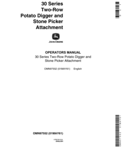 John Deere 30 Series Two-Row Potato Digger, Stone Picker Attachment Operator's Manual (OMN97552)