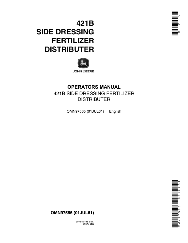 John Deere 421B Fertilizer Attachment Operator's Manual (OMN97565)
