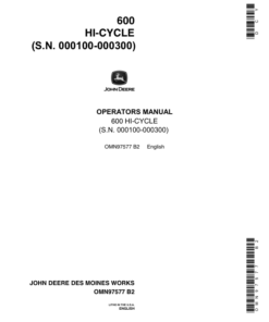John Deere 600 Hi-Cycle Tractor Operator's Manual (OMN97577)