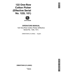 John Deere 122 One-Row Cotton Picker (000101-) Operator's Manual (OMN97594N)
