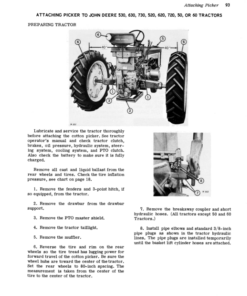 Alternative view of John Deere JD 12 One-Row Cotton Picker (000101-) Operator's Manual (OMN97598N)