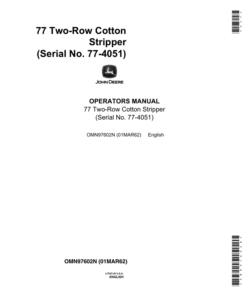 John Deere 77 Two-Row Cotton Stripper Operator's Manual (OMN97602N)