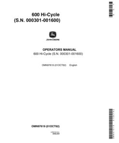 John Deere 600 Hi-Cycle Tractor Operator's Manual (OMN97619)