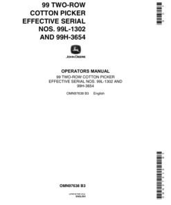 John Deere 99 Two Row Cotton Picker Operator's Manual (OMN97638)
