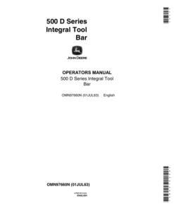 John Deere 500 D Series Integral Toolbar Operator's Manual (OMN97660N)