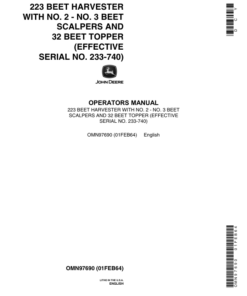 John Deere 223 Beet Harvester Operator's Manual (OMN97690)