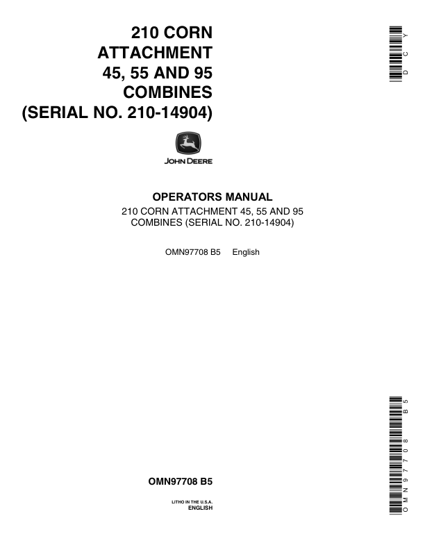 John Deere 210 Corn Head Operator's Manual (OMN97708)