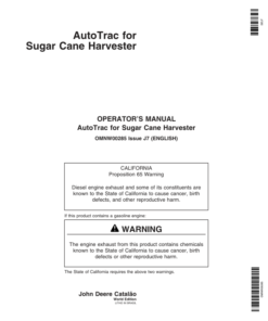 John Deere Autotrac for 3510 Sugar Cane Harvester Operator's Manual (OMNW00285)