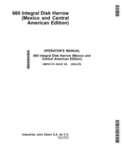 John Deere 660 Integral Disk Harrow (North America, South America Edition) Operator's Manual (OMP63178)
