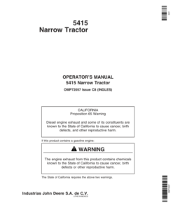 John Deere 5415 Narrow Tractor Operator's Manual (OMP72057)
