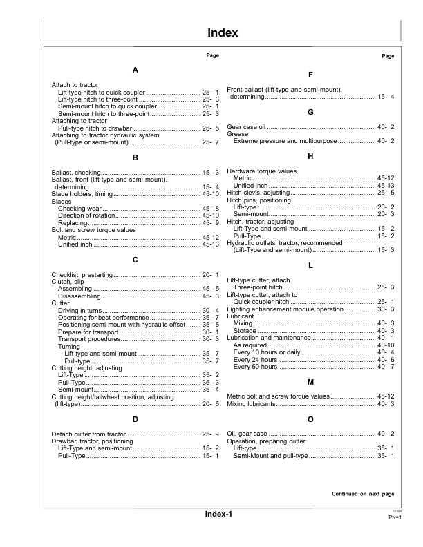 John Deere MX8 Rotary Cutters (018000-019999) MX10 Rotary Cutters (017000-018999) Operator's Manual (OMP73900) - Image 2
