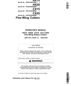 John Deere HX15, HX20, CX15 & CX20 Flex-Wing Rotary Cutters Operator's Manual (OMP73912)