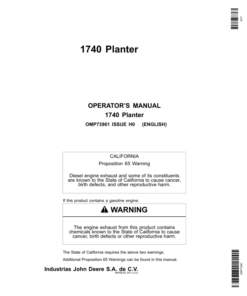 John Deere 1740 MaxEmerge XP Planter Operator's Manual (OMP73961)
