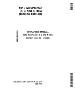 John Deere 1010 MaxPlanter 2, 3 & 4 Row (Export Edition) Operator's Manual (OMP73970)