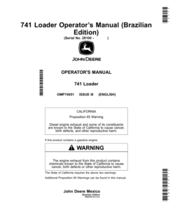 John Deere 741 Loader (Brazilian Edition) Operator's Manual (OMP74051)