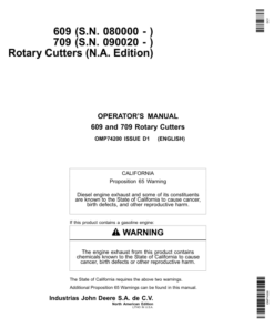 John Deere 609 & 709 Rotary Cutter Operator's Manual (OMP74200)