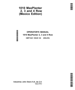 John Deere 1010 MaxPlanters - 2, 3 & 4-Row Operator's Manual (OMP74421)