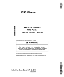 John Deere 1745 MaxEmerge Planter Export Edition Operator's Manual (OMP74907)
