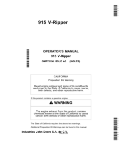 John Deere 915 V-Rippers (Mfg in Mexico) Operator's Manual (OMP75196)