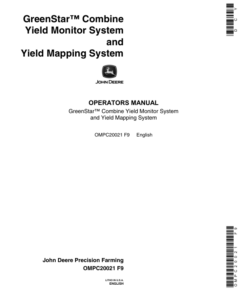 John Deere Greenstar Yield Monitor & Mapping System for 50 Series Combines Operator's Manual (OMPC20021)