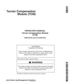 John Deere Terrain Compensation Module (TCM) Operator's Manual (OMPC20193)