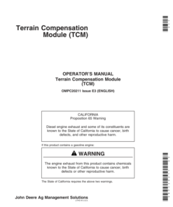 John Deere Terrain Compensation Module (TCM) Operator's Manual (OMPC20211)