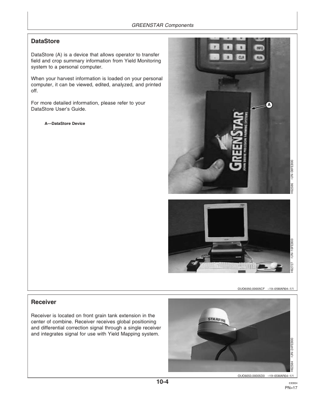 John Deere Greenstar Yield Monitor & Mapping System for 9400, 9500, 9510, 9600, 9610, CTS Series Combines Operator's Manual (OMPC20216) - Image 3