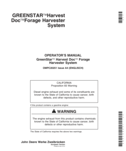 John Deere Greenstar Harvest Doc Forage Harvester System Operator's Manual (OMPC20251)
